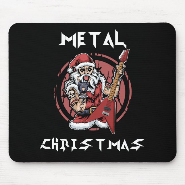 Alfombrilla De Ratón Navidades Metalizado pesados Santa Rock Horns Meta (Frente)