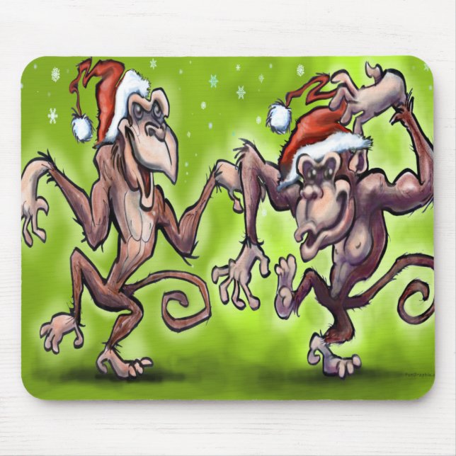 Alfombrilla De Ratón Navidades Monkey Elves (Frente)
