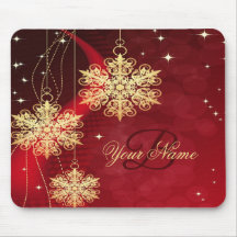 Navidades Monograma Red Golden Snowflakes Regalo