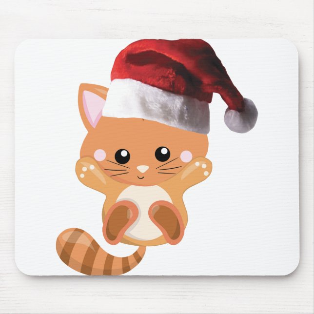 Alfombrilla De Ratón Navidades naranja tabby kitten (Frente)