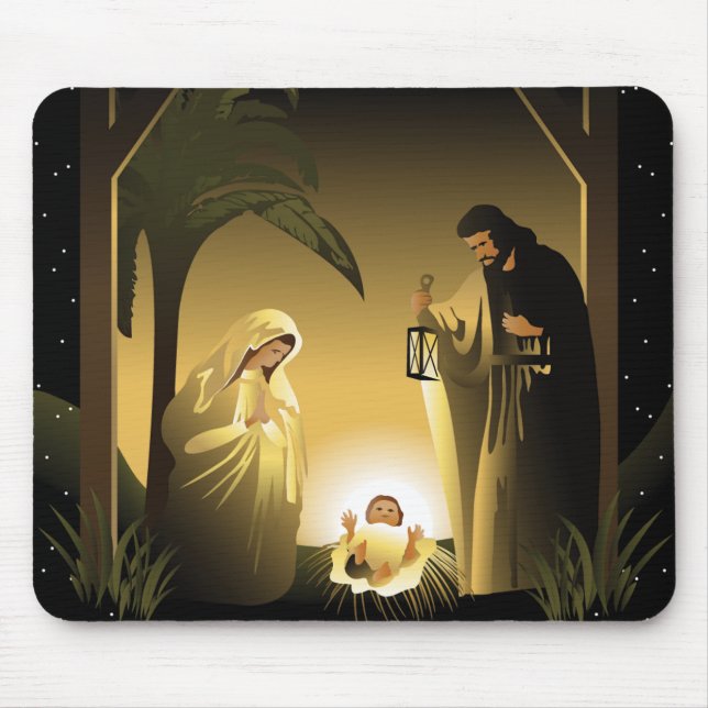 Alfombrilla De Ratón Navidades Natividad María, José y Niño Jesús (Frente)