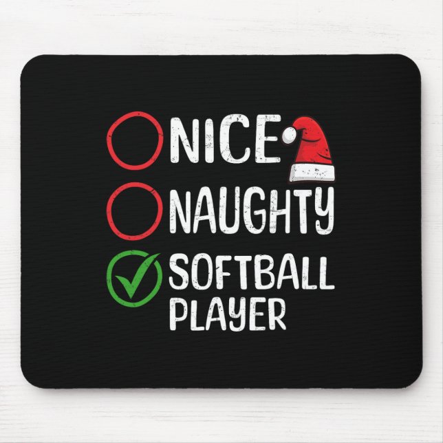 Alfombrilla De Ratón Navidades Nice Naughty Softball Player Navidades L (Frente)