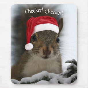Alfombrilla De Ratón Navidades originales Santa Squirrel Wearing Gorra