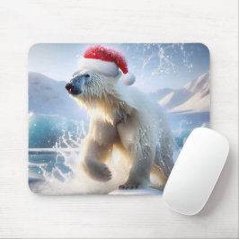 Alfombrilla De Ratón Navidades Oso Polar Con Santa Cap