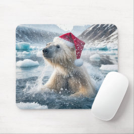 Alfombrilla De Ratón Navidades Oso Polar En El Agua