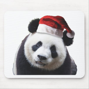 Alfombrilla De Ratón Navidades Panda Bear con Santa Hat