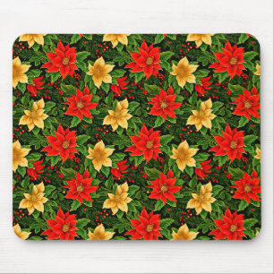 Alfombrilla De Ratón Navidades Patrón de flores de Poinsettia-86755