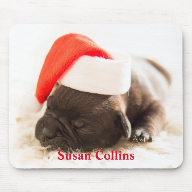 Alfombrilla De Ratón Navidades personalizados Santa Puppy (Frente)