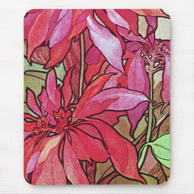 Alfombrilla De Ratón Navidades Poinsettia Mousepad Almohadilla Mucha pa (Frente)