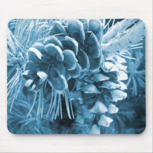 Alfombrilla De Ratón Navidades primitivos pino pino pino pinecona azul