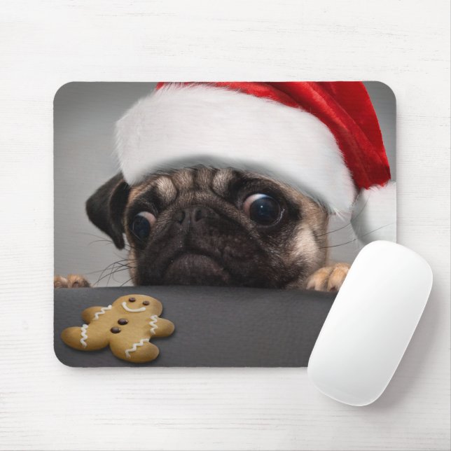 Alfombrilla De Ratón Navidades Pug (Con ratón)