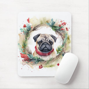 Alfombrilla De Ratón Navidades Pug Wreath Festix Pup