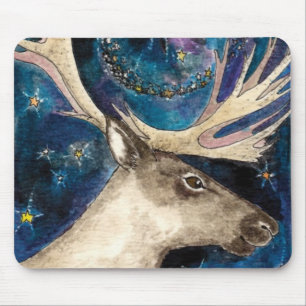 Alfombrilla De Ratón Navidades renos de noche con una estrella brillant