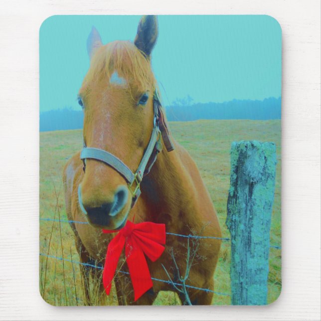 Alfombrilla De Ratón navidades retro Caballo (Frente)