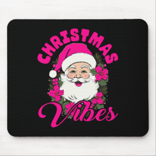 Alfombrilla De Ratón Navidades Retro Vibes Pink Santa Claus Fun Xmas Wo