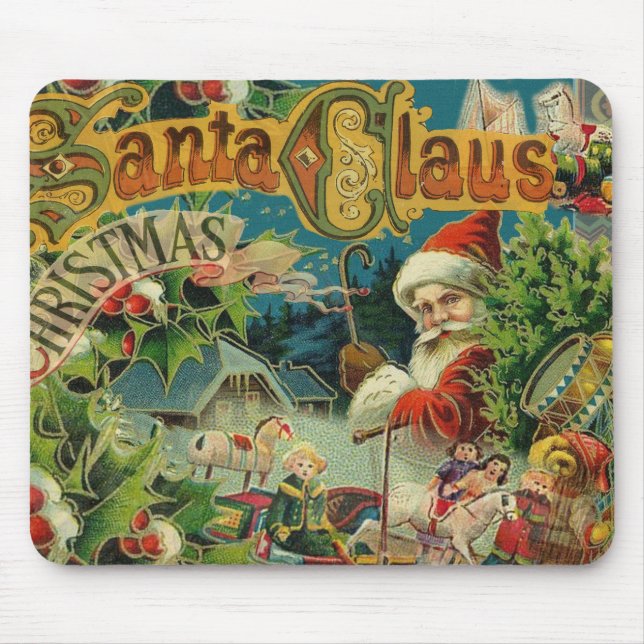 Alfombrilla De Ratón Navidades Santa Claus Arte Antiguo (Frente)