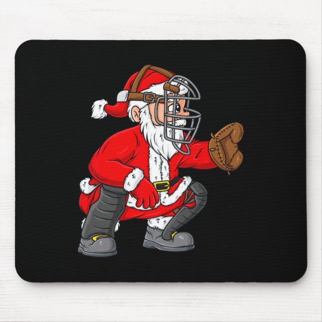 Alfombrilla De Ratón Navidades Santa Claus Chicas de beisbol Catcher Bo (Frente)