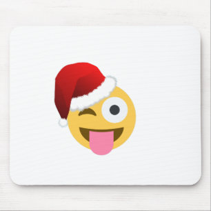 Alfombrilla De Ratón navidades santa claus emoji guiñada por el ojo