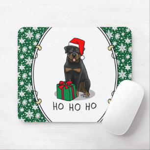Alfombrilla De Ratón Navidades Santa Claus Gorra Rottweiler Dog Cute