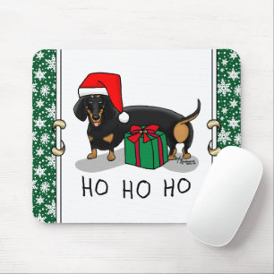 Alfombrilla De Ratón Navidades Santa Dachshund (S black & tan) Cute