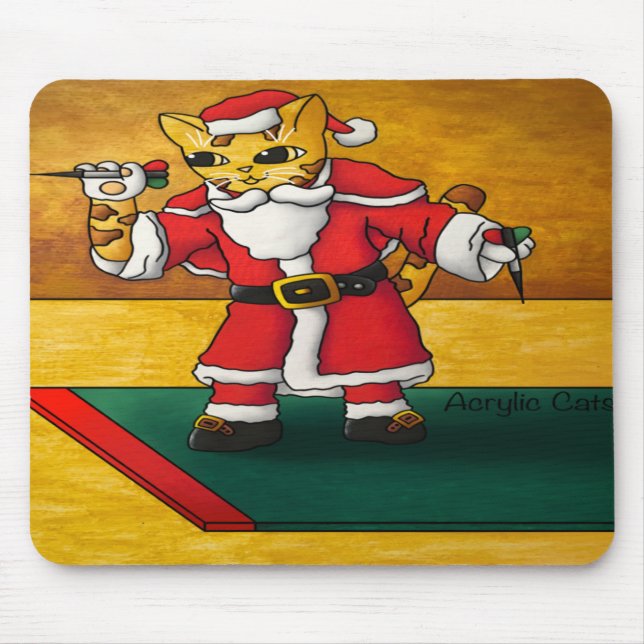 Alfombrilla De Ratón Navidades Santa Darts Cat (Frente)