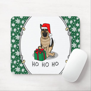 Alfombrilla De Ratón Navidades Santa Hat German Shepherd Dog Cute