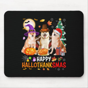 Alfombrilla De Ratón Navidades Shiba Inu Santa Halloween Happy Hallotha