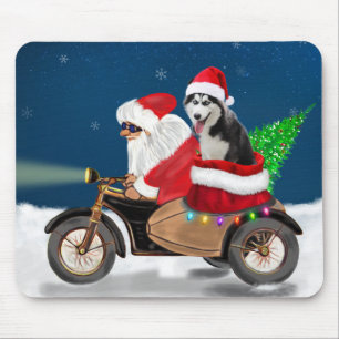 Alfombrilla De Ratón Navidades siberianos de Husky Dog Santa Claus