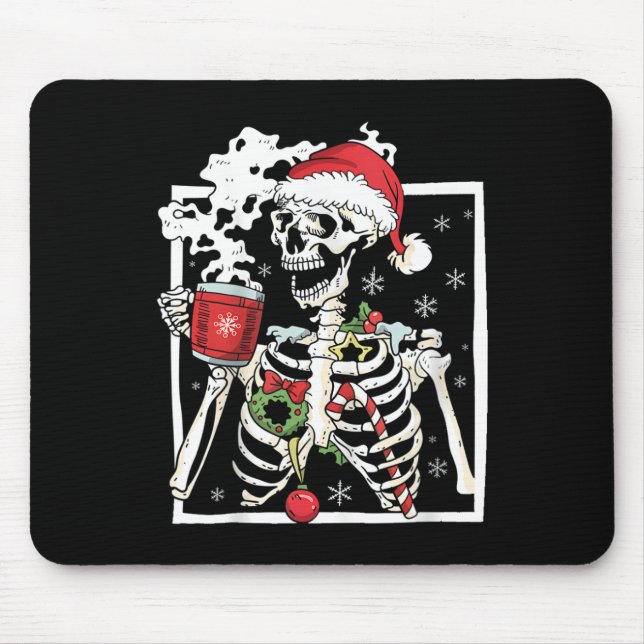 Alfombrilla De Ratón Navidades Skeleton con Cof sonriente (Frente)