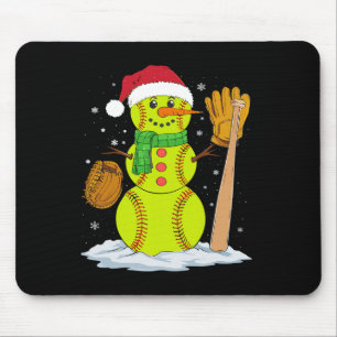 Alfombrilla De Ratón Navidades Snowman Softball Pitcher Niños Adolescen