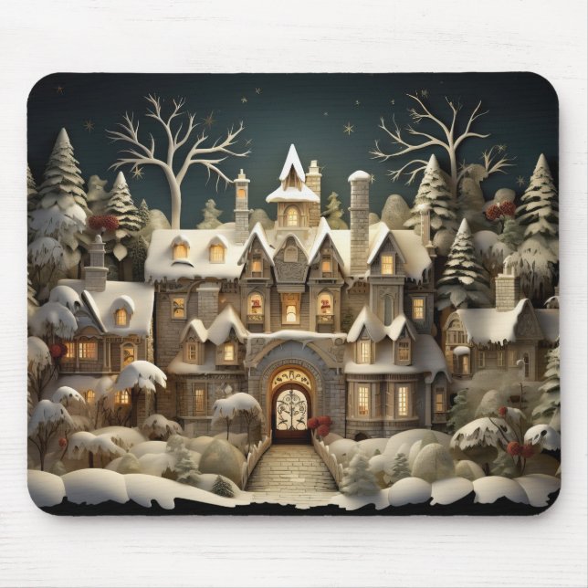 Alfombrilla De Ratón Navidades Snowy Manor Storybook Wonderland (Frente)