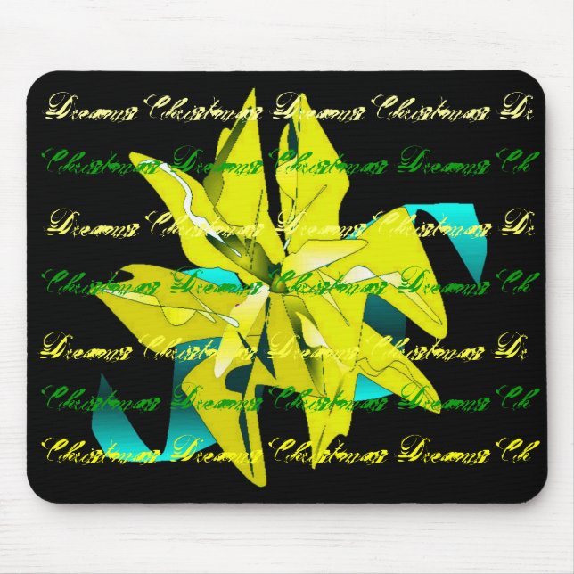 Alfombrilla De Ratón Navidades Soñan Con Poinsettia Verde Amarilla I (Frente)
