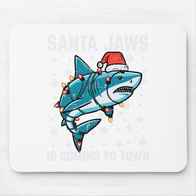 Alfombrilla De Ratón Navidades Tiburón Santa Jaws Navidad Hombres Niños (Frente)