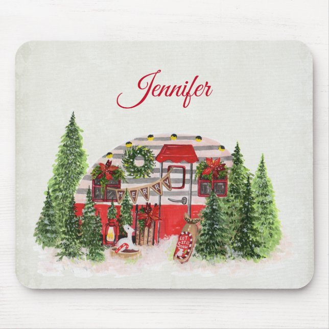Alfombrilla De Ratón  Navidades Trailer Camper Outdoorsy Tema (Frente)