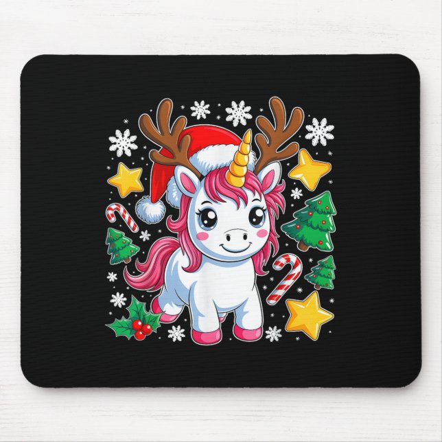 Alfombrilla De Ratón Navidades Unicornio cutan mágicas navidades Chicas (Frente)