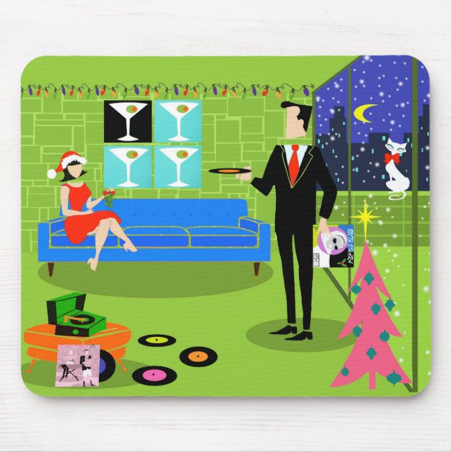 Alfombrilla De Ratón Navidades urbanos retro Couple Mousepad (Frente)