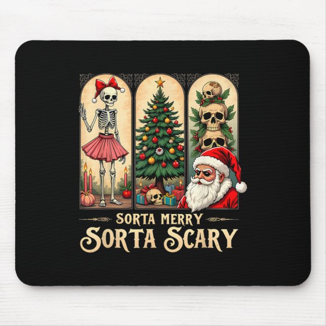 Alfombrilla De Ratón Navidades Vibes Skeleton Sorta Merry Sorta Scary (Frente)
