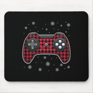 Alfombrilla De Ratón Navidades Video Game Controller Red Plaid Gamer Bo