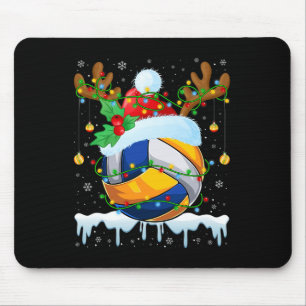 Alfombrilla De Ratón Navidades Voleibol Lover Santa Hat Xmas Luces R