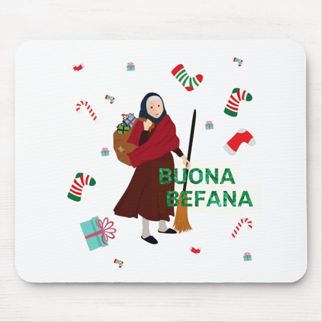 Alfombrilla De Ratón navidades Witch buona Befana (Frente)