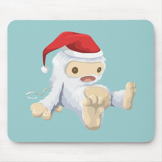 Alfombrilla De Ratón Navidades Yeti Doll usando un Sombrero Santa (Frente)