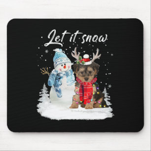 Alfombrilla De Ratón Navidades Yorkipoo Santa Dog Snowman Xmas Pajama 1