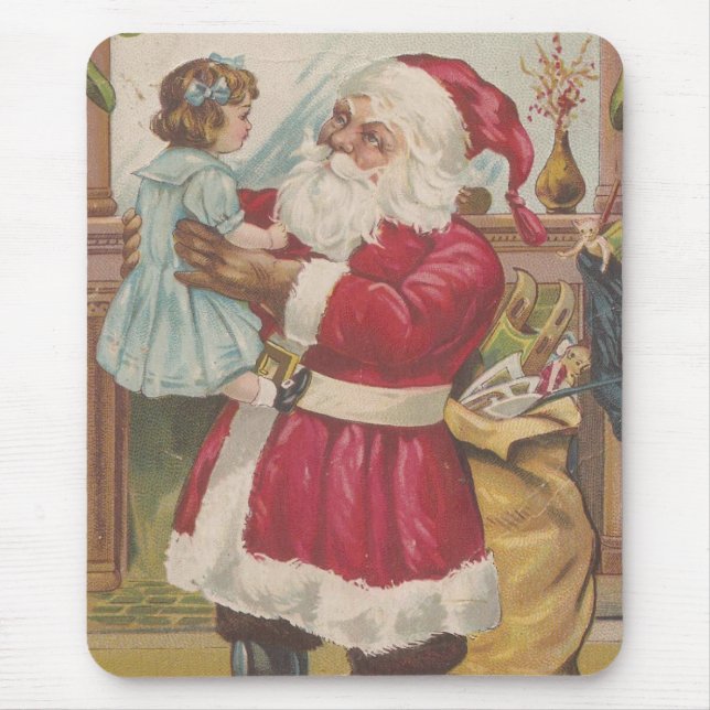 Alfombrilla De Ratón Navideño Santa Vintage  (Frente)