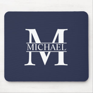 Alfombrilla De Ratón Navy Blue Personalized Monogram and Name