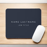 Alfombrilla De Ratón Navy Blue White Modern Elegant Profesional Clásico<br><div class="desc">Mousepad de negocios Minimalista azul y blanco (almohadilla del ratón) con tipografía con letras blancas para el monogramado, añada tu propio nombre y profesión o título de trabajo. La placa de nombre profesional de negocio se puede personalizar con su nombre y título de trabajo. Póngase en contacto con el diseñador...</div>