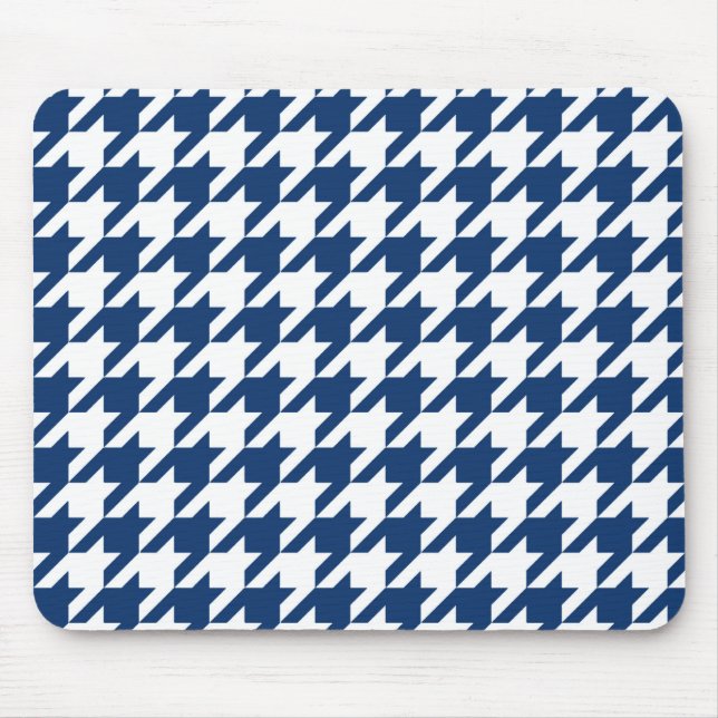 Alfombrilla De Ratón Navy Elegante Houndstooth (Frente)