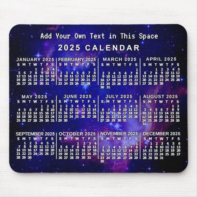 Alfombrilla De Ratón Nebulosa del espacio del Personalizado del calenda (Frente)