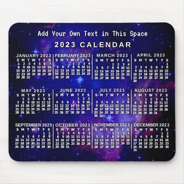 Alfombrilla De Ratón Nebulosa del espacio del Personalizado del calenda (Frente)