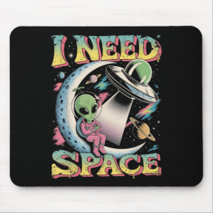 Alfombrilla De Ratón Necesito la astronomía espacial Alien Retro