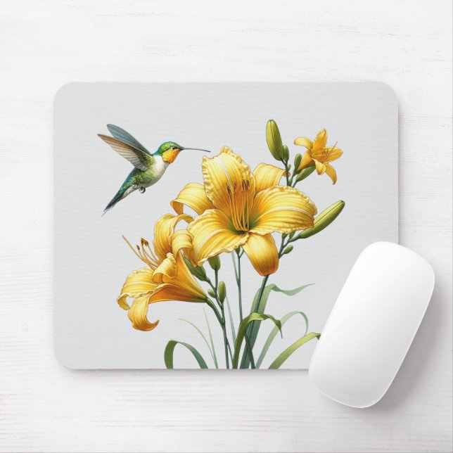 Alfombrilla De Ratón Nectar Blaster: Hummingbird & Lily Mousepad (Con ratón)
